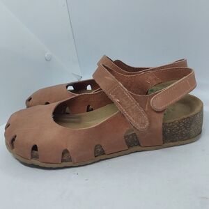 BioNatura Womens SOLO Leather Mary Jane Sandals Brown Size 38 US 7.5 Italy